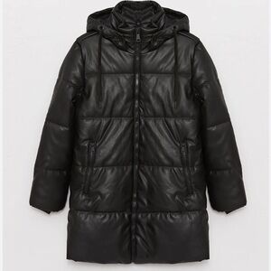 Marc New York Hooded Faux Leather Women's Puffer Coat Size XS